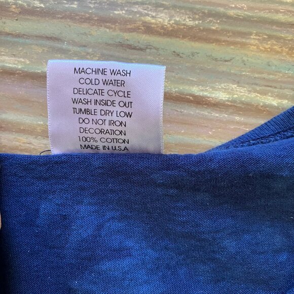 Cactus Bay Horse Graphic T-Shirt Cropped Blue Tie Dye Glitter Vintage 1997 Lynee - Picture 5 of 6